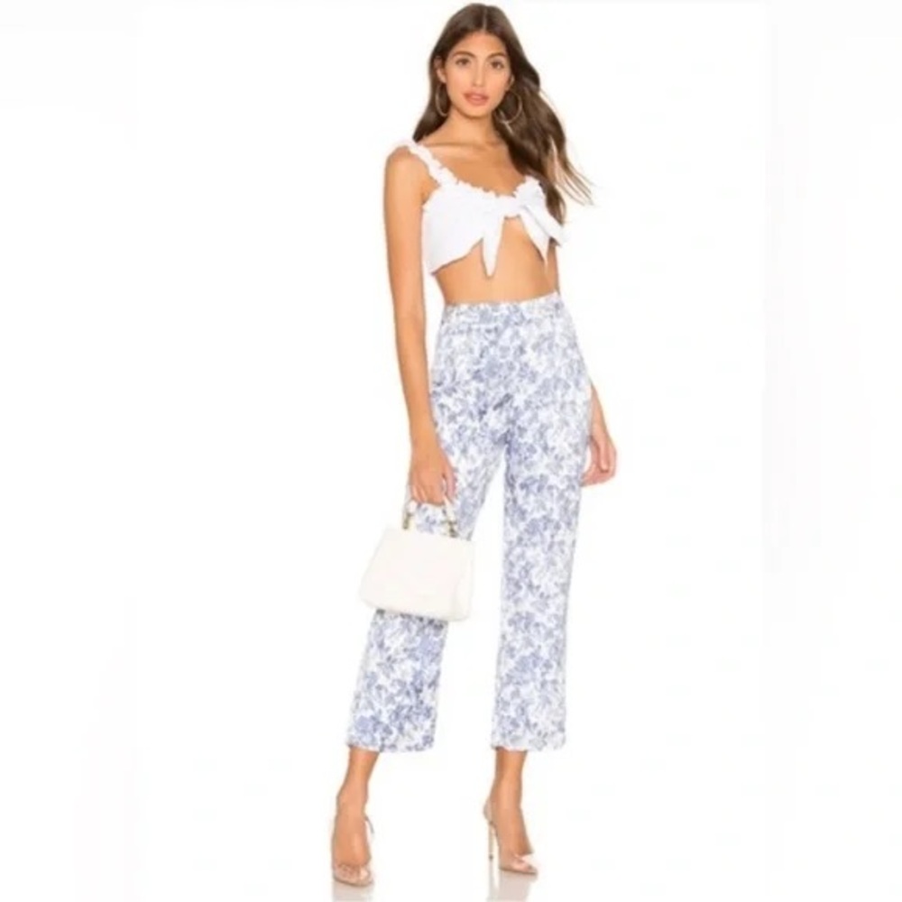 REVOLVE LOVERS + FRIENDS Audra Pants Trousers Blue White French Floral XS